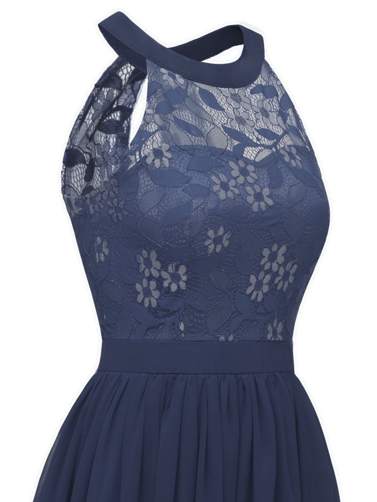1950s Floral Lace Swing Dress, classic vintage style elegant retro fashion - Image 9