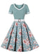 1950s Floral Patchwork Swing Dress, classic 1950s style elegant retro fashion - Image 13