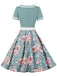 1950s Floral Patchwork Swing Dress, classic 1950s style elegant retro fashion - Image 14