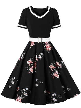 1950s Floral Patchwork Swing Dress: timeless style reimagined