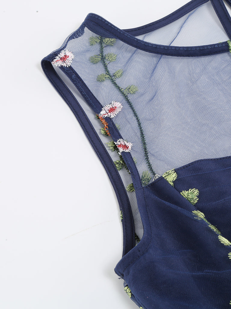 1950s Flower Gauze Sleeveless Swing Dress — vintage elegance for the modern woman