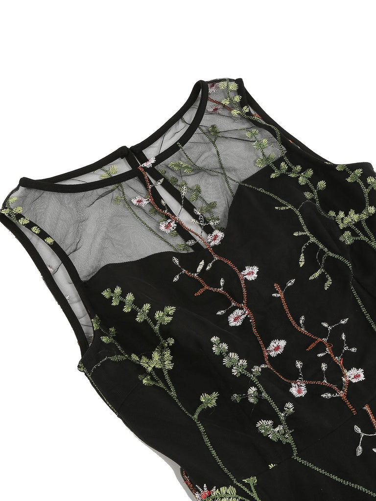 1950s Flower Gauze Sleeveless Swing Dress — vintage elegance for the modern woman
