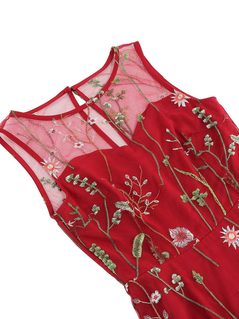 1950s Flower Gauze Sleeveless Swing Dress — vintage elegance for the modern woman