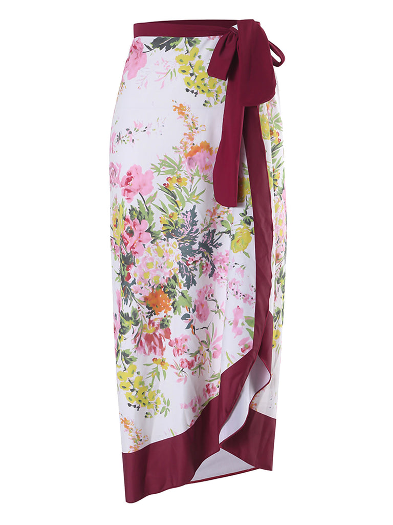 1950s Flowers Lace up Wrap Cover-up - vintage fashion, retro style