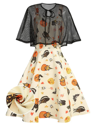 1950s Halloween Cap Costume Dress, classic 1950s style elegant retro fashion - Image 1