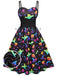 1950s Halloween Colorful Print Strap Dress, vintage dress, retro fashion, rockabilly, pin-up fashion - perfect for women who love vintage and retro fashion
