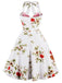1950s Halter Floral Swing Dress: beautiful vintage dress, retro fashion, elegant style with timeless appeal
