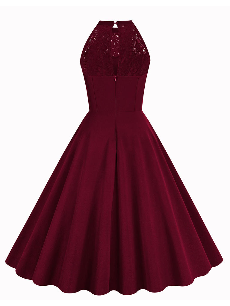 1950s Halter Lace-Up Swing Pleated Dress: timeless style reimagined