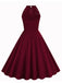 1950s Halter Lace-Up Swing Pleated Dress: timeless style reimagined