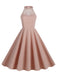 1950s Halter Lace-Up Swing Pleated Dress: timeless style reimagined