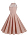 1950s Halter Lace-Up Swing Pleated Dress — vintage elegance for the modern woman