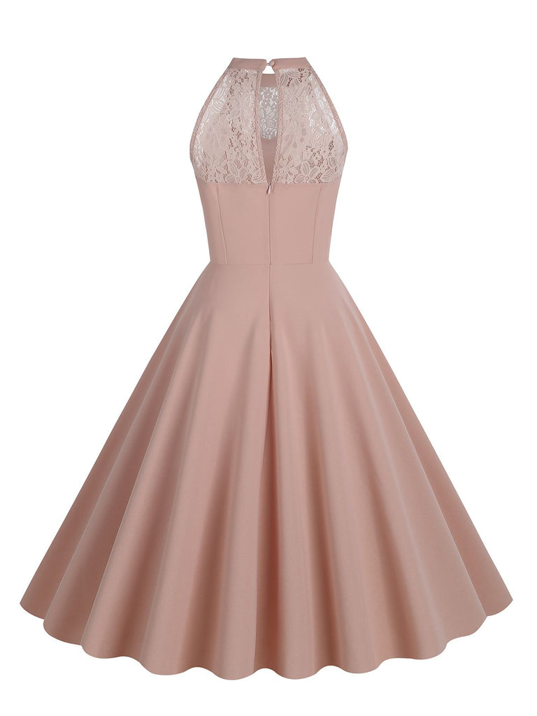 1950s Halter Lace-Up Swing Pleated Dress: timeless style reimagined