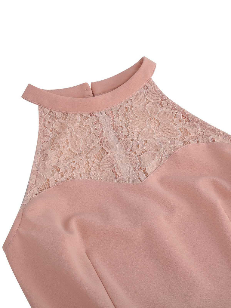 1950s Halter Lace-Up Swing Pleated Dress — vintage elegance for the modern woman