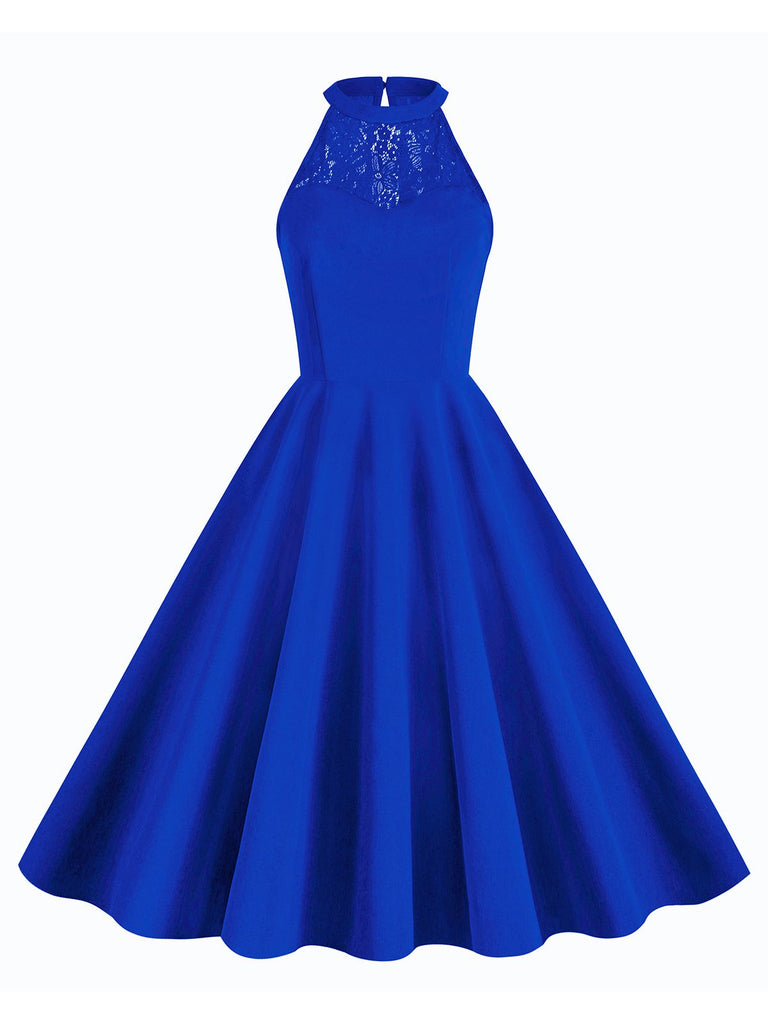 1950s Halter Lace-Up Swing Pleated Dress — vintage elegance for the modern woman