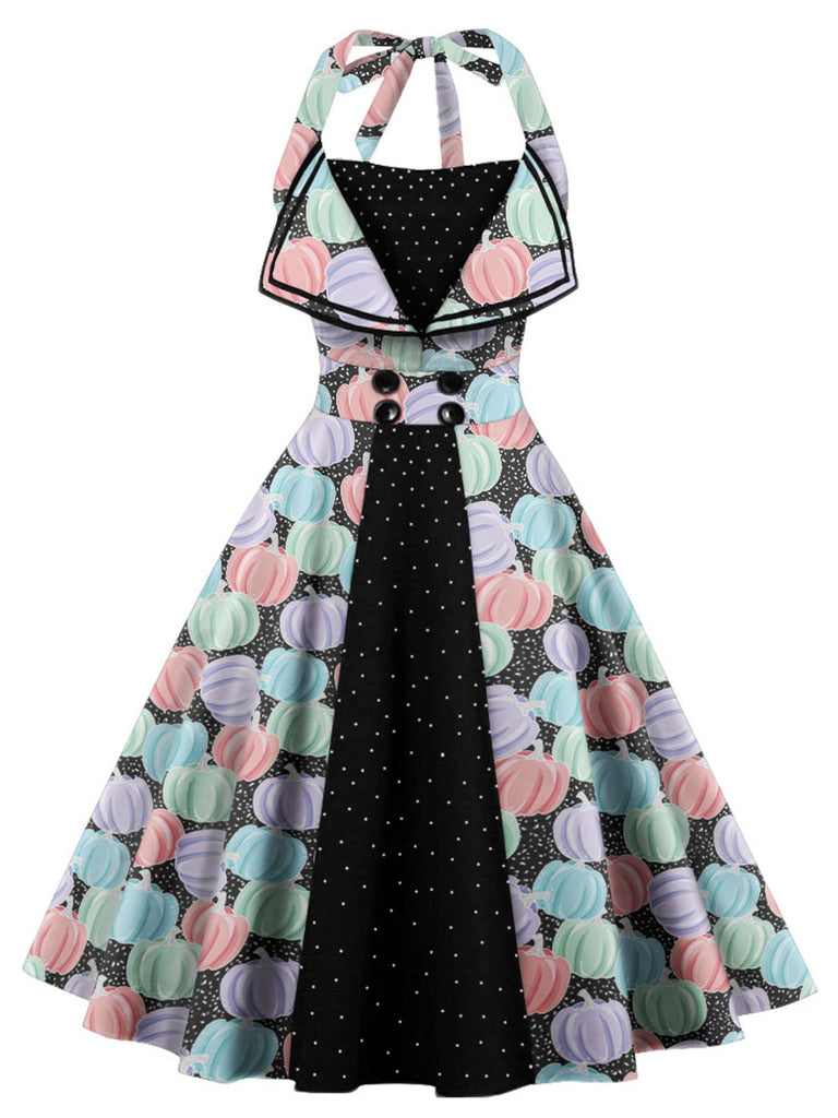 1950s Halter Lace-up Pumpkin Swing Dress: timeless style reimagined