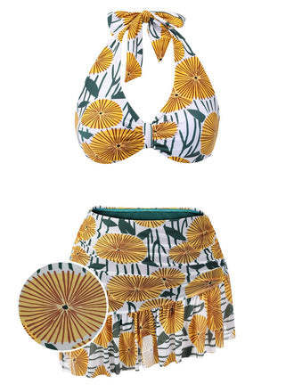 1950s Halter Ping Pong Floral Swimsuit: timeless style reimagined