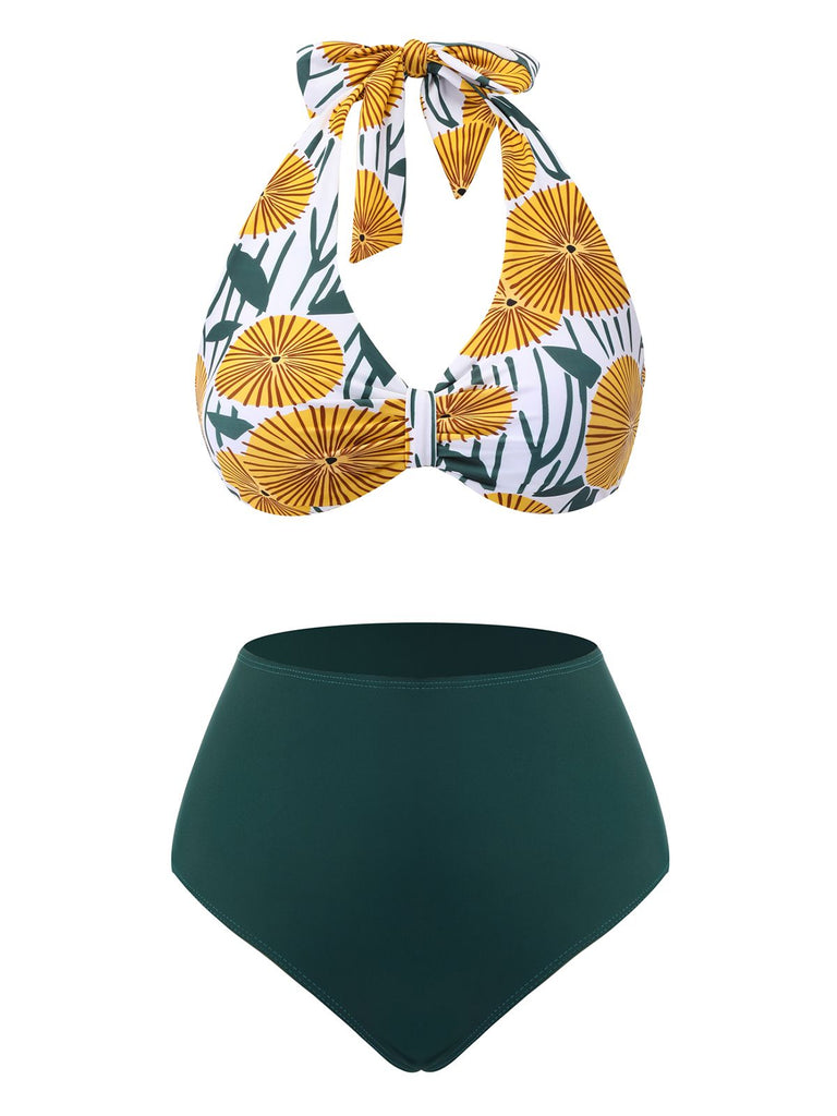 1950s Halter Ping Pong Floral Swimsuit: timeless style reimagined