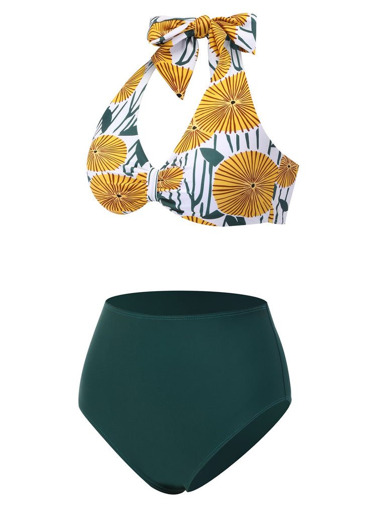 1950s Halter Ping Pong Floral Swimsuit — vintage elegance for the modern woman