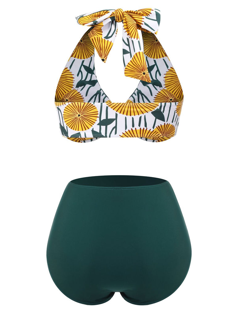 1950s Halter Ping Pong Floral Swimsuit: timeless style reimagined