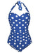 1950s Halter Polka Dot One-Piece Swimsuit, classic 1950s style summer beach collection - Image 6