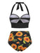1950s Halter Sunflower Pleated Bikini Set — vintage elegance for the modern woman