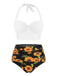 1950s Halter Sunflower Pleated Bikini Set: timeless style reimagined
