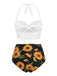 1950s Halter Sunflower Pleated Bikini Set — vintage elegance for the modern woman