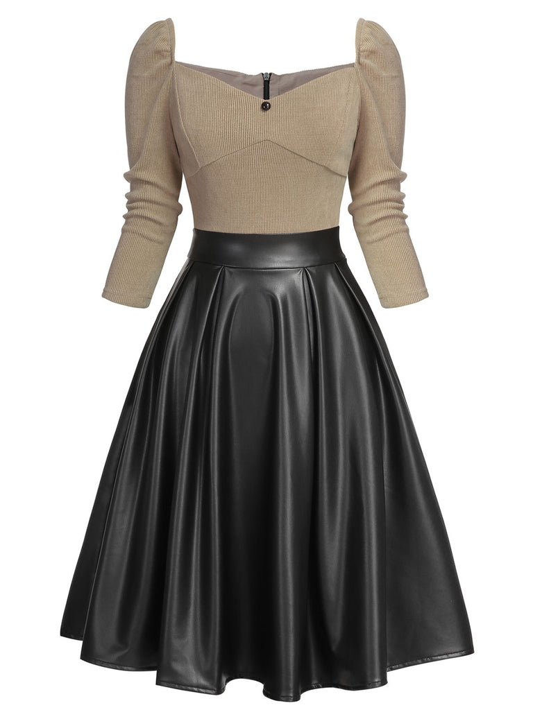 1950s Knitted Leather Patchwork Dress | 1950s | vintage dress, retro fashion