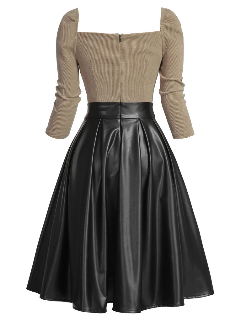 1950s Knitted Leather Patchwork Dress | 1950s | vintage dress, retro fashion