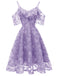 1950s Lace Cold Shoulder Ruffle Dress, classic vintage style elegant retro fashion - Image 46