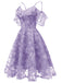 1950s Lace Cold Shoulder Ruffle Dress, classic vintage style elegant retro fashion - Image 47