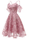 1950s Lace Cold Shoulder Ruffle Dress, classic vintage style elegant retro fashion - Image 56