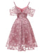 1950s Lace Cold Shoulder Ruffle Dress, classic vintage style elegant retro fashion - Image 57