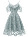 1950s Lace Cold Shoulder Ruffle Dress, classic vintage style elegant retro fashion - Image 61