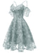 1950s Lace Cold Shoulder Ruffle Dress, classic vintage style elegant retro fashion - Image 62