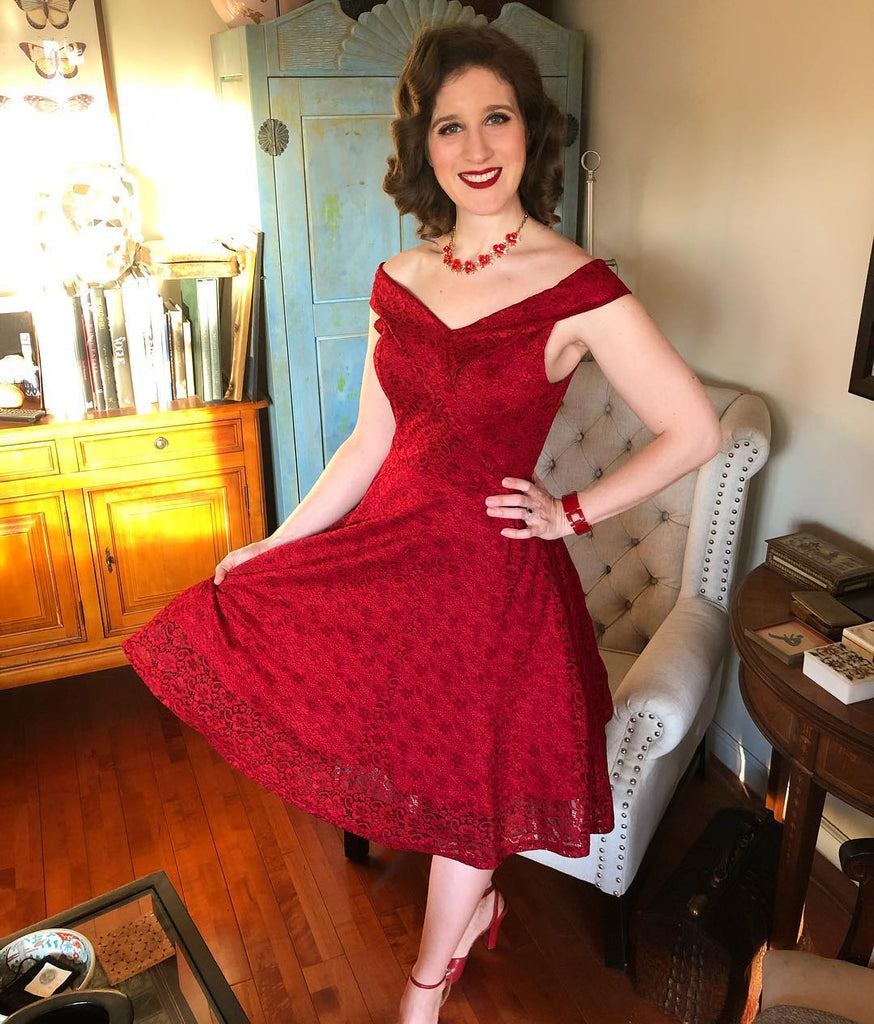 1950s Lace Floral Swing Dress — vintage elegance for the modern woman