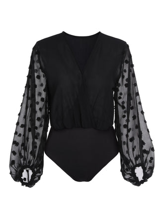 1950s Lace Lantern Sleeve Bodysuit: timeless style reimagined
