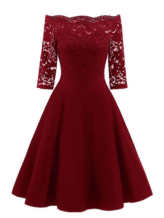 1950s Lace Off Shoulder Dress: timeless style reimagined
