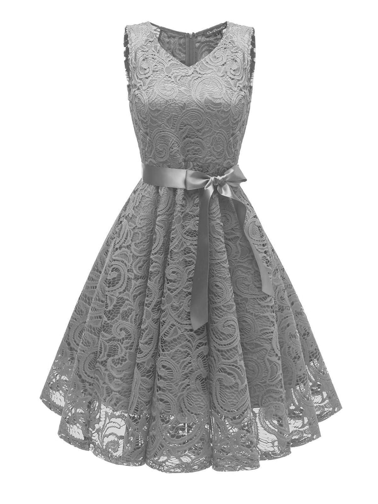 1950s Lace V Neck Bow Dress: timeless style reimagined