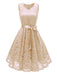 1950s Lace V Neck Bow Dress, classic 1950s style elegant retro fashion - Image 1
