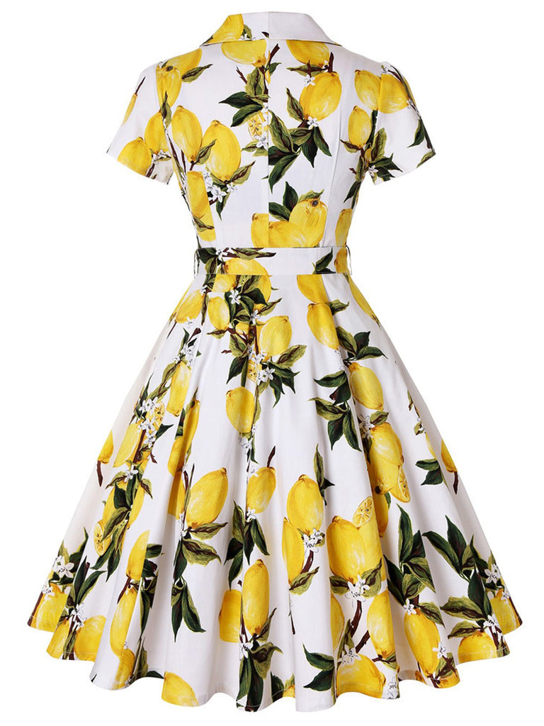 1950s Lemon Bow Swing Dress, classic 1950s style elegant retro fashion - Image 5