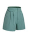 Mint Green 1950s Solid Pleating Decorative Pocket Shorts - vintage fashion, retro style