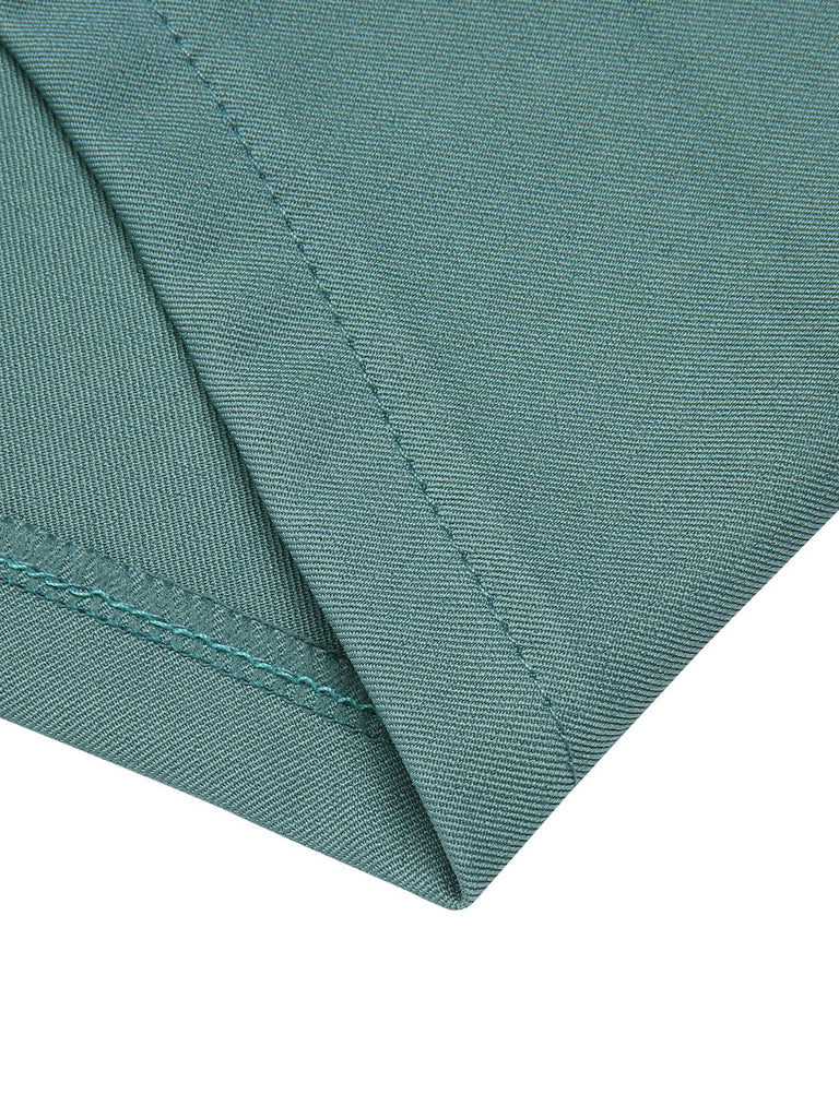 Mint Green 1950s Solid Pleating Decorative Pocket Shorts - vintage fashion, retro style