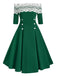 1950s Off Shoulder Button Embellished Dress: timeless style reimagined