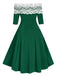 1950s Off Shoulder Button Embellished Dress — vintage elegance for the modern woman