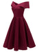 1950s Off Shoulder Swing Dress: beautiful vintage dress, retro fashion, elegant style with timeless appeal