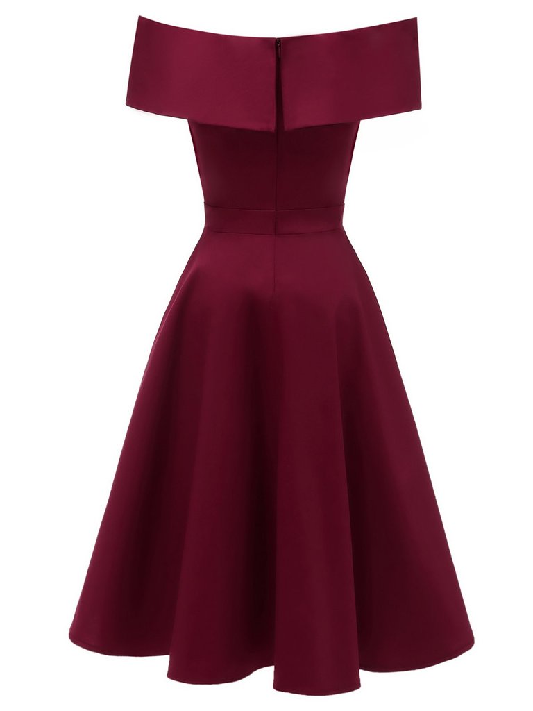 1950s Off Shoulder Swing Dress | vintage dress, retro fashion, elegant style - perfect for retro fashion enthusiasts