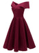 1950s Off Shoulder Swing Dress: timeless style reimagined