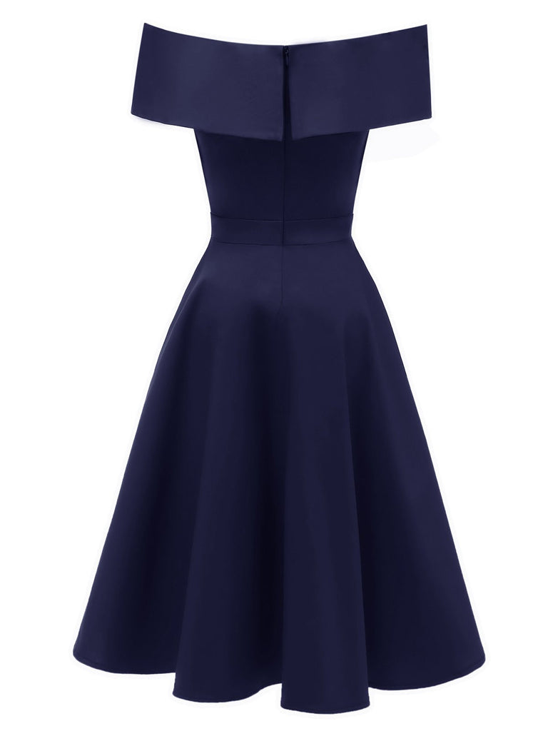 1950s Off Shoulder Swing Dress - vintage dress, retro fashion, elegant style for vintage lovers