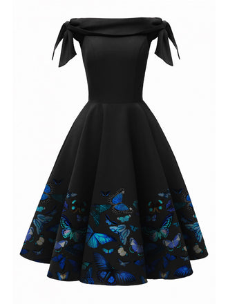 1950s Off-Shoulder Butterfly Swing Dress: timeless style reimagined